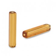 Glaskralen tube 4x20mm Topaz brown
